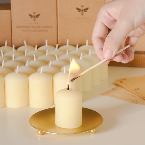 DEYBBY White Beeswax Votive Candles 8 Hours Burn Unscented Candles 20 Pcs - Image 4