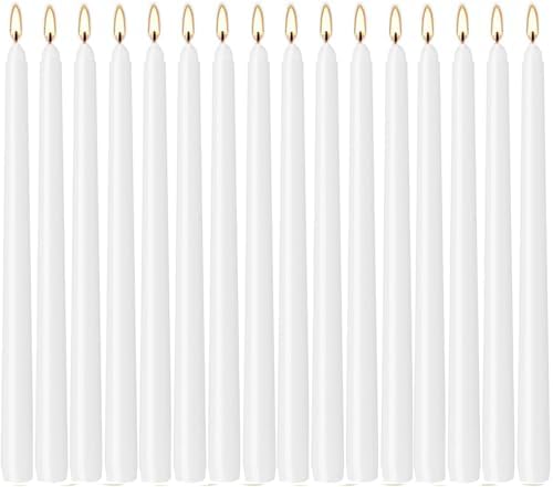 WPONSZU 16 Pack White Taper Candles, 7-8 Hours Burn Time, Unscented, Smokeless and Dripless, 4/5 x 10 Inch for Christmas,Household,Dinner,Wedding,Valentine's Day,Party and Home Décor Candlesticks by WPONSZU
