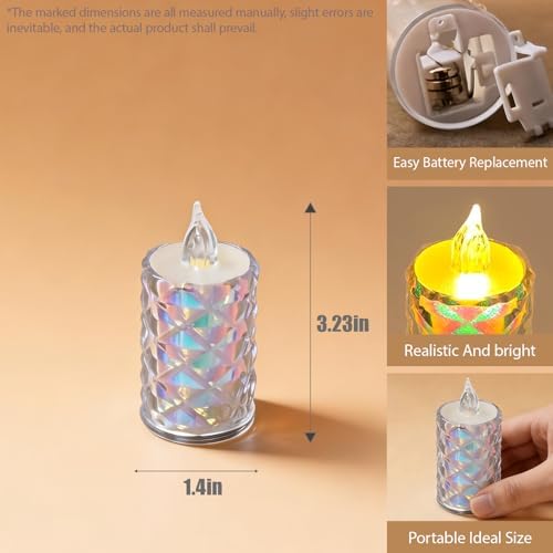 24 Pack Crystal LED Tea Light Candles, Battery Operated, 100+ Hours Fake Electric Candle Lights for Votive, Centerpiece Table Decorations - Image 3