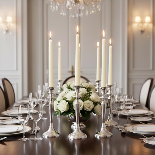 OSHINE Ivory 10 Inch Taper Candles - 12 Pack Long Taper Candle Dripless Unscented Smokeless & Emergency 7-8 Hours Long Burning Tall Candlesticks Ideal for Weddings, Dinner Party, Easter - Image 4
