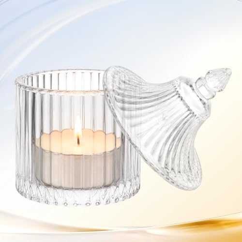 STARVAST 16 Pack Clear Glass Votive Candle Holders with Lids, 2.4×3.7In - Image 3