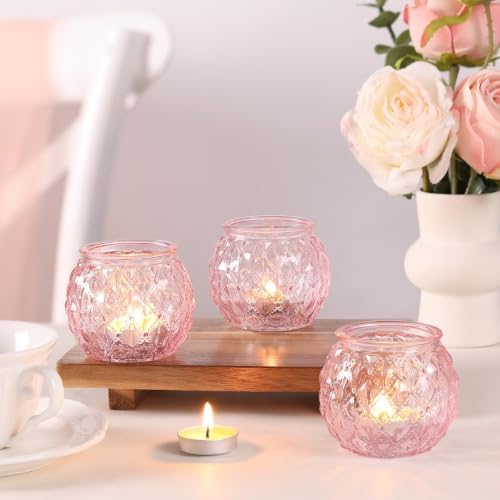 DARJEN 8 Pcs Pink Votive Candle Holders 2.55"x2.6" Tealight Candle Holder - Image 5