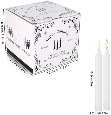 100 Pack White Taper Candles 4 Inch, Small Dinner Candles Dripless Unscented, Premium Wax with Cotton Wick, Long Burning for Wedding, Party, Home & Church Decor - Image 2