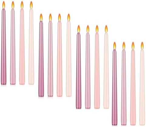 MTLEE 16 Pcs 10 Inch Long Taper Candle Stick Smokeless, Gradient Pink by MTLEE