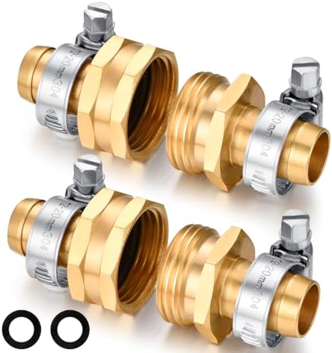5/8" Barb Male & Female Brass Garden Hose Repair Kit, 2 Set by SIGURANTA
