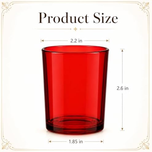 Mumufy 6 Pcs Red Glass Votive Candle Holders, 2"x1.4" Vintage Small Cups - Image 2