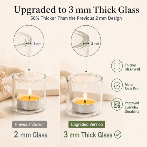 Romadedi Clear Glass Votive Tealight Candle Holders, 48 Packs - Image 4