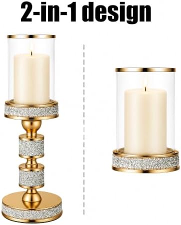 Hurricane Candle Holder, 15.9" Tall Metal Candle Stand, Glass Pillar Holder - Image 6