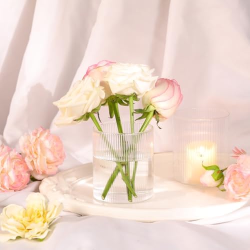 Glass Cylinder Vases for Centerpieces - 4 Inch Small Flower Vase for Wedding Decorations, Clear Glass Flower Vases Floating Candle Holder for Table Centerpiece Wedding Home Decor (6 Pack) - Image 6