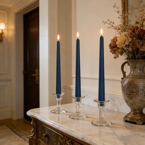 Navy Blue Taper Candles for Home Decoration, 20 Pack 10 Inch Unscented Dripless Candlesticks for Dinner Party - Image 3