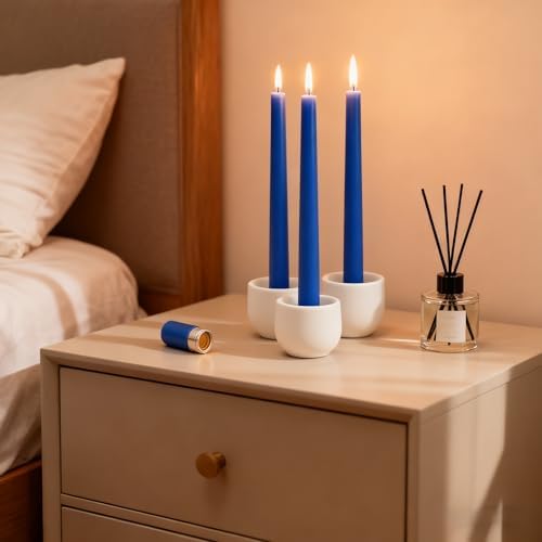 12-Pack Royal-Blue Taper Candles, 10 Inch Unscented Dripless Candlesticks, Long-Lasting Burn Time of 7-8 Hours, Perfect for Home Décor Dinner Party Meditation - Image 4