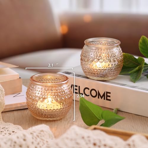 16Pcs Gold Votive Candle Holders | Polka Dot Round Glass | Wedding Decor - Image 4
