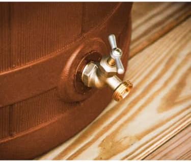 Rain Wizard, 40 Gallon Capacity, Wood Texture Design, Brass Spigot, Flat Top (Chestnut Brown)