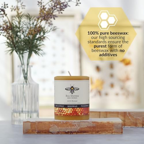 Big Dipper Wax Works 100% Beeswax Pillar Candle, 3 x 3.5 in, Natural - Image 4