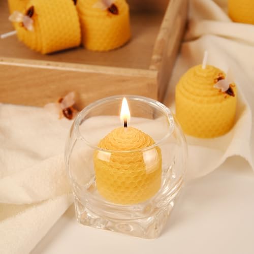 DEYBBY Yellow Natural Beeswax Votive Candles Set of 6 - Image 4