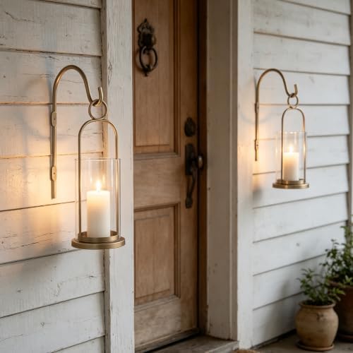 Wall Candle Sconces Hurricane Candles Holder Modern Pillar Candle Lantern - Image 2