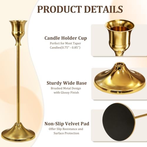 24Pcs Gold Taper Candle Holders, Vintage Centerpieces Candlestick Holder - Image 4