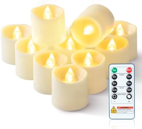 Homemory Ivory Flameless LED Votive Tealight Candles & Timer Remote, 12Pack by Homemory