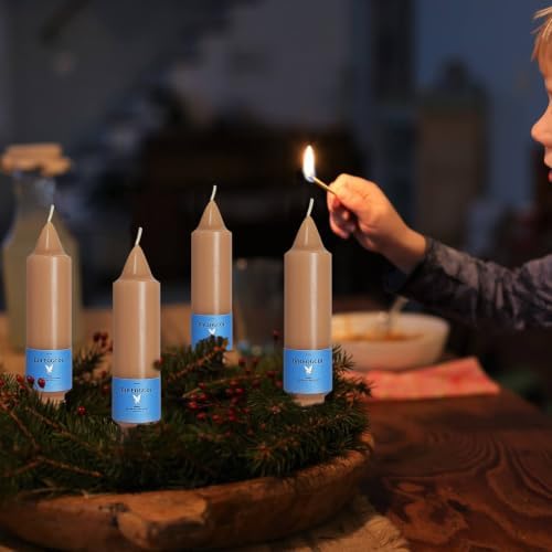 5 Inch Light Brown Unscented Short Taper Candles 4 Pcs - Image 2
