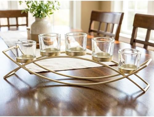 Seraphic Centerpieces for Tables, Dining Room Candle Holder Decor, Gold - Image 2