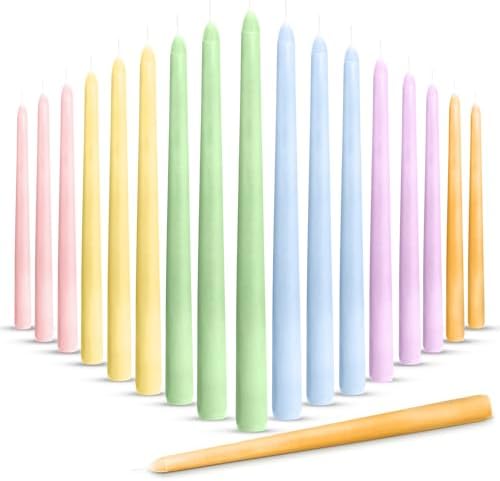 Nuanchu 16 Pcs Pastel Taper Candles, 10 Inch Tapered Smokeless by Nuanchu