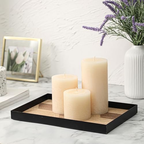 3x4 Inch Ivory Pillar Candles Set of 3 - Hand-Poured Unscented Candles, Long Clean Burning, Large Big Candle, Smokeless Dripless Candle for Dinner Table, Wedding, Home, Bathroom, Rustic Decor - Image 2