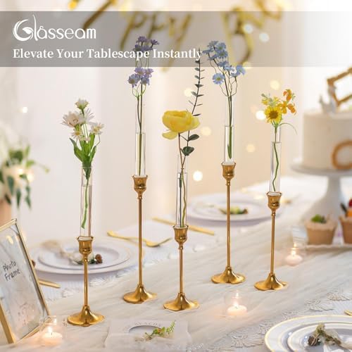 Glasseam 3 Pcs Glass Bud vase for Taper Candle Holder, Fit 22mm Candlestick - Image 2