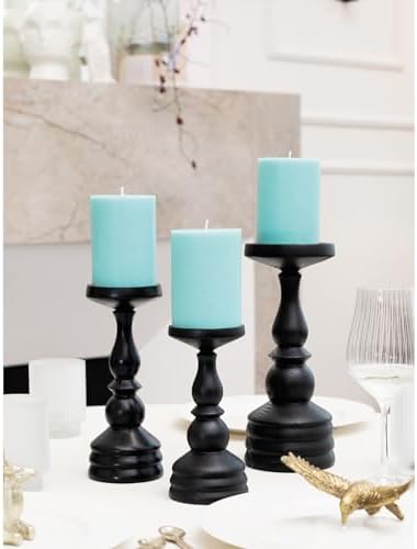 CANDWAX 3x4 inch Pillar Candles Set of 3 – Unscented Dripless Rustic Light Turquoise Candles for Table Decor, Weddings, Centerpieces - Image 4