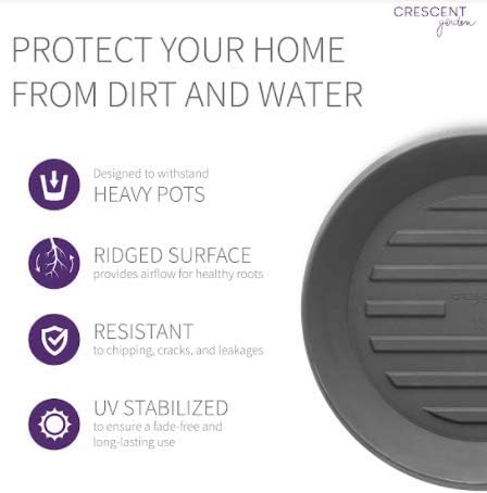 Crescent Garden Universal Round Planter Saucer, Heavy Duty Drainage Dish for Plant Pots, Extra Large Plant Dish, Indoor & Outdoor Plant Tray - Slate Gray (19.75" Inner, 22" Outer Diameter)