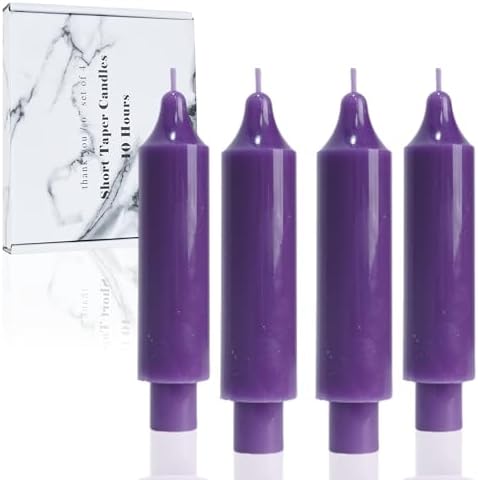 Purple Taper Candle Sticks Candles 6 inch Unscented Dinner Candle Dripless for Home Decor Advent Christmas Gift,Set of 4,Purple by LPUSA