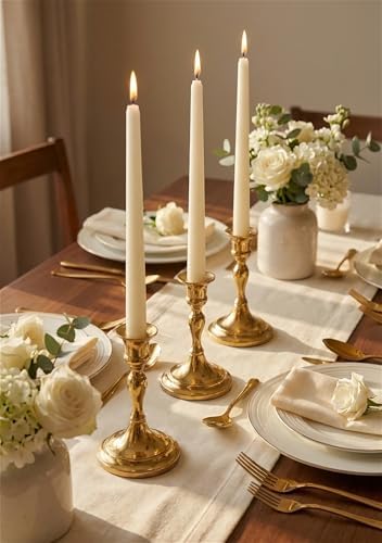 10" Classic Taper Candles, Ivory, 4-Pack, 7-8 Hours Long Burning, Unscented Tall Candlesticks - Image 6