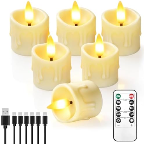 6 Pack Small Rechargeable Flameless Candles with Remote Timer by CAQUIRU