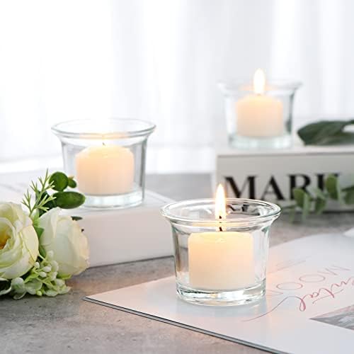 Letine Tealight Candle Holder Set of 12- Clear Glass Votive Candle Holders Bulk for Valentine's Day Decorations, Wedding, Party & Home Decor - Image 5