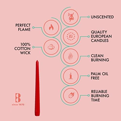 BOLSIUS 30 Count Unscented 10 Inch Red Household Taper Candles - 8 Hours Burn Time - Premium European Quality - Smokeless Dripless Taper Candlestick - Great for Special Occasion, Church, and Everyday - Image 3