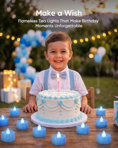 Homemory 12-Pack Light Blue Flameless Battery Tealight Candles, 200+ Hours - Image 5