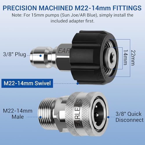 M22-14mm Pressure Washer Quick Connect Kit with M22-15mm Adapter - Image 5