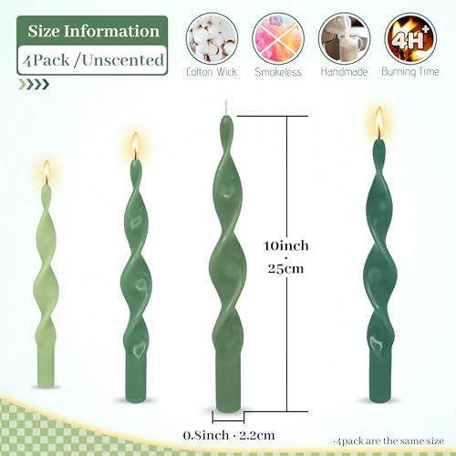 Unscented Spiral Taper Candles Candlesticks Gradient Green Odorless Twisted Candles 10 Inch Long Candles for Home Wedding Decor - Image 5