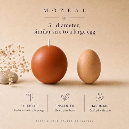 MOZEAL Hand-Poured, 3 Inch Burnt Orange Round Ball Candles - Elegant Burnt Orange Round Pillar Candles Set of 3, Dripless, Unscented, Smokeless, Ideal for Autumn Gatherings. - Image 3