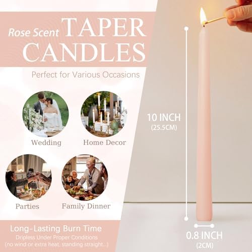 Candlesticks Long Taper Candle,Cappuccino Rose Scented 10 Inches Candle Sticks Smokeless Tapered Candles for Home Décor Holiday Gifts - Image 5