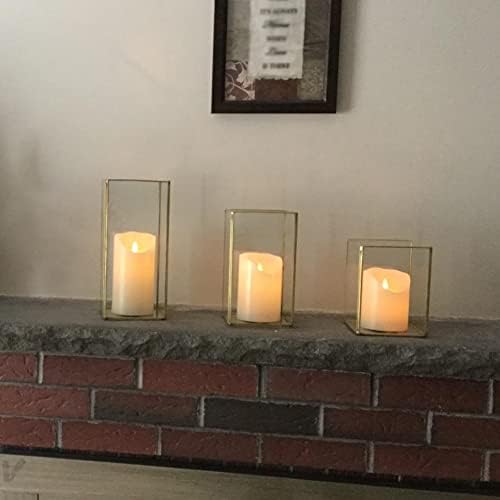 Hewory Glass Hurricane Candle Holder Set of 6, Gold Large Hurricane Centerpiece for Table, Tall Floor Square Pillar Candle Holders Lantern Set for Wedding, Anniversary, Party, Fireplace, Dining Room - Image 5