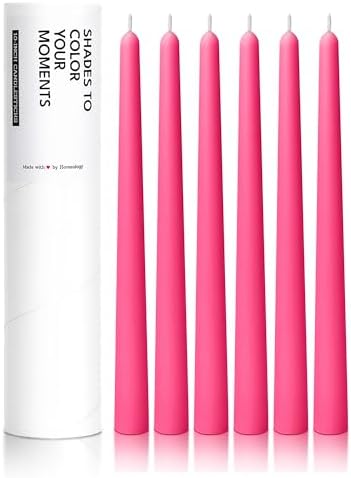 6 PK 10" Classic Taper Candles, Hot Pink, 7-8 Hours Long Burning, Unscented Tall Candlesticks by Unknown