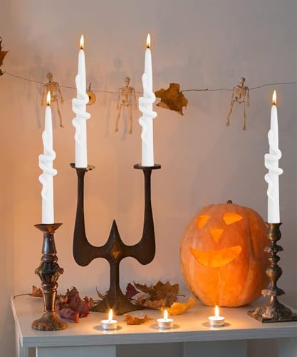 White Taper Candle Candlestick Snake Soy Candles Unscented Wedding Party Wax Unscented Dinner Candle Dripless,8 inch,Set of 4,Snake - Image 4