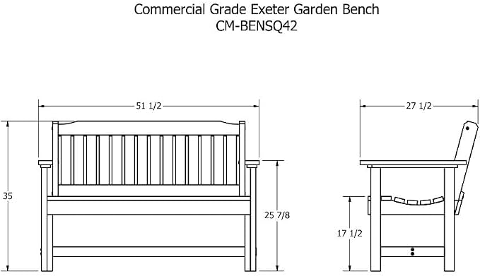Sequoia Professional Commercial Grade Exeter Garden Bench, 4ft, Rustic Red