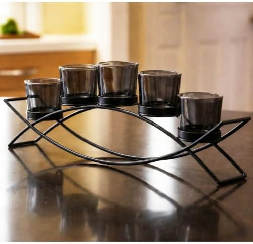 Seraphic Dining Table Centerepiece Decor, Tealight Candle Holder, Black by Seraphic