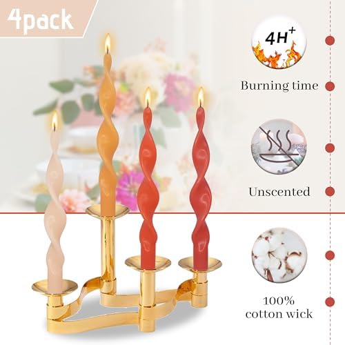 Smokeless Gradient Orange Spiral Taper Candle Unscented Taper Candlesticks Handmade 10 inch Long Twisted Candles for Wedding Home Decor Women Gifts - Image 3