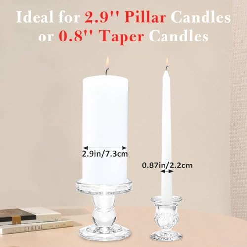 Unity Candle Holder - Glass Candle Holders for Pillar Candles Taper Candles, Glass Candlestick Holders Set of 3, Decorative Clear Glass Candlestick Holder for Wedding Table Dinning Church Centerpiece - Image 4