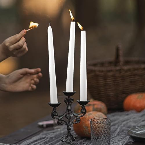 30 Pack of 10 Inch White Unscented Taper Candles-8 Hour Long Burning Dripless Table Candles for Wedding, and Home Decoration - Image 6