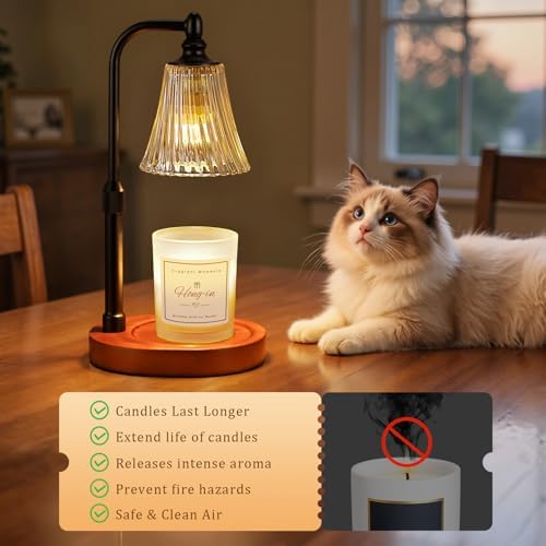 Black Walnut Candle Warmer Lamp with Timer Dimmable,Birthday Gifts for Women,Adjustable Height Wax Melt Warmer for Jar Candles,House Warming Gifts New Home,Ideal for Office,Dorm,Bedroom Home Decor - Image 3