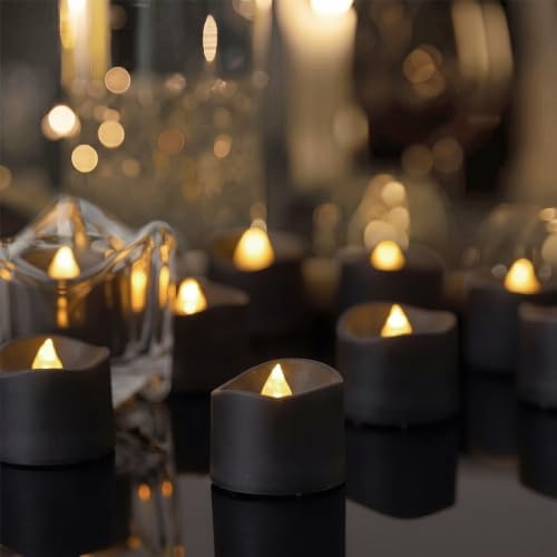 Homemory 50-Pack Black Flameless Battery Tea Light Candles, 200+ Hours by Homemory