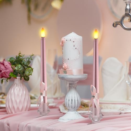 Macarrie 24 Packs Flameless Taper Candles Battery LED 11",Rose Gold - Image 4